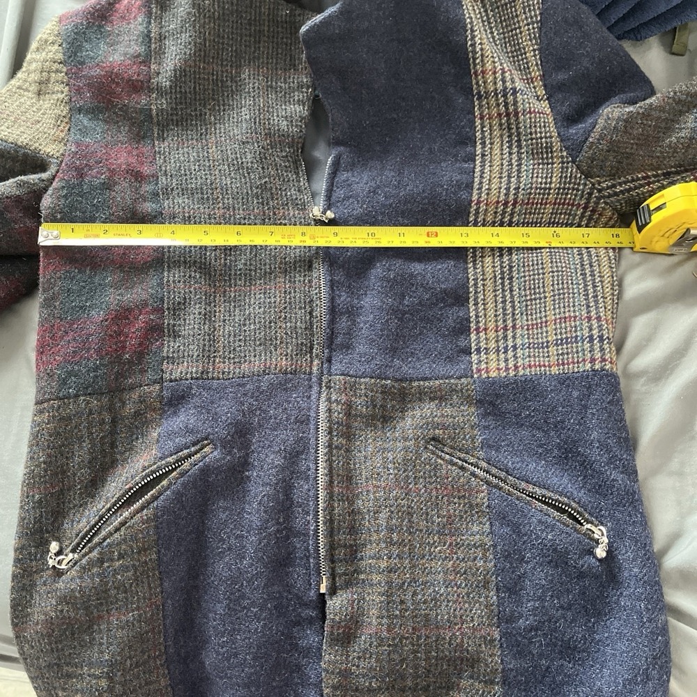 Vintage International Scene Wool Tweed Blazer Coat Patchwork Women's Plus Sz S/m - Picture 4 of 6